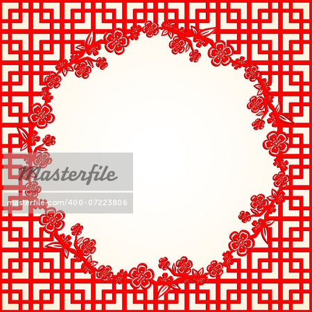 Chinese New Year Cherry Blossom Frame Background