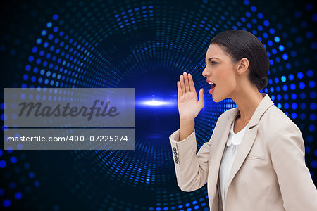 Composite image of confident businesswoman calling for someone