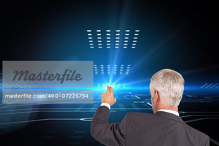 Composite image of rear view of stylish mature businessman pointing finger