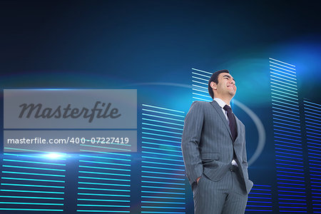 Composite image of smiling businessman standing