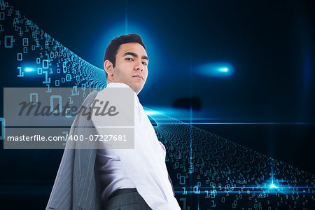 Composite image of unsmiling businessman standing