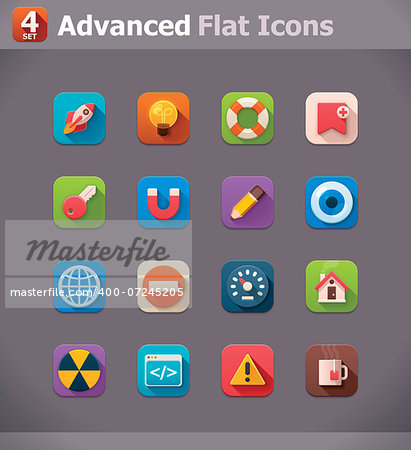 Set of the square generic applications icons