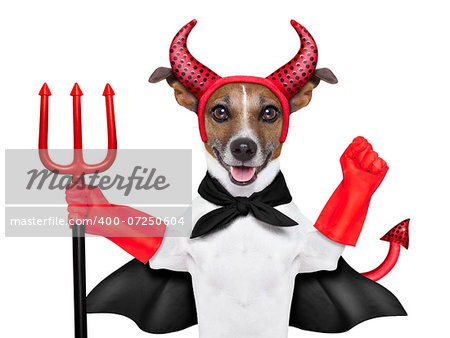 devil dog behind a blank white banner
