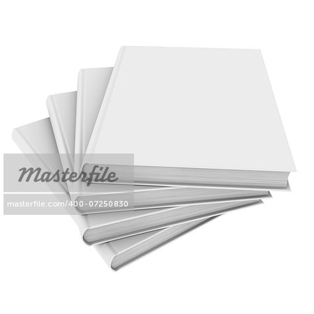 Four white book. Isolated render on a white background