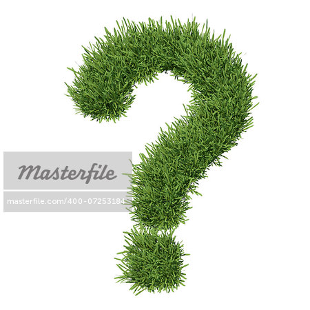 Question mark made of grass. Isolated render on a white background