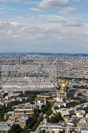 Aerial view of Paris, France from Montparnasse