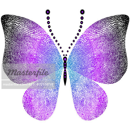 Fantasy grungy vintage butterfly isolated on white (vector)
