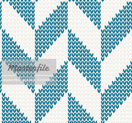 Seamless knitted pattern in blue and beige color