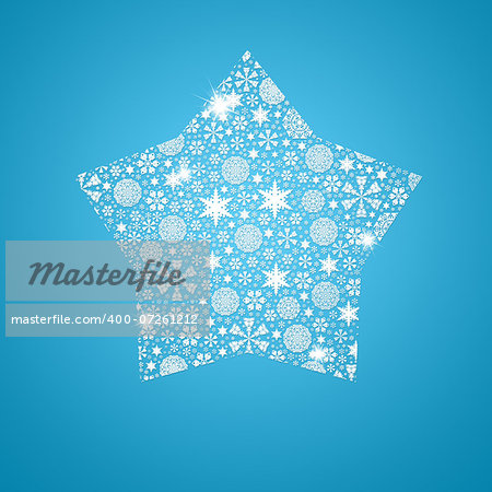Silhouette Star filled with snowflakes. Christmas card