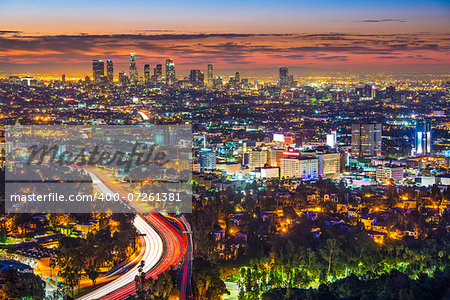Los Angeles, California in the monring from Mulholland Drive.