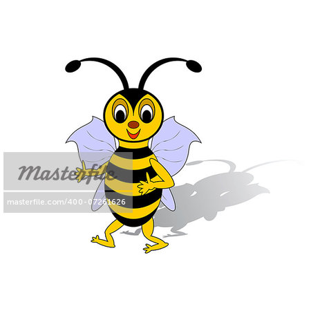 A funny cartoon bee isolated on a white background. Vector-art illustration