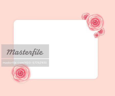 Cute Frame with Rose Flowers  Vector Illustration.