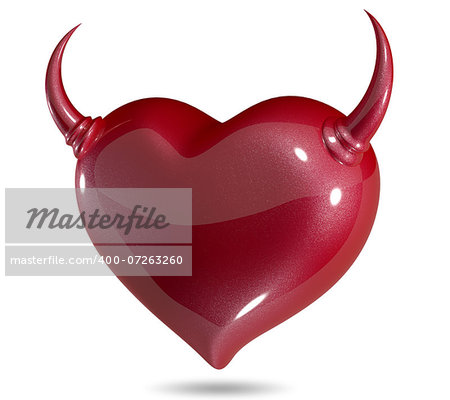 3d illustration symbolic red heart on a white background