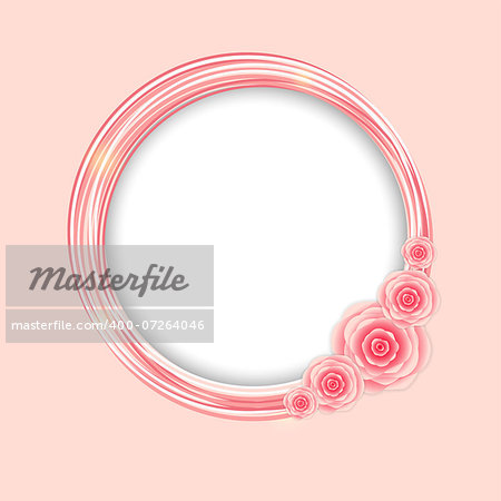 Cute Frame with Rose Flowers  Vector Illustration.
