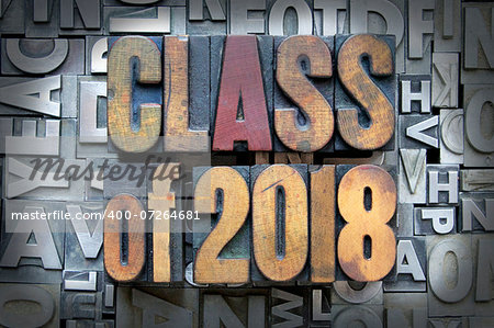 Class of 2018 written in vintage letterpress type