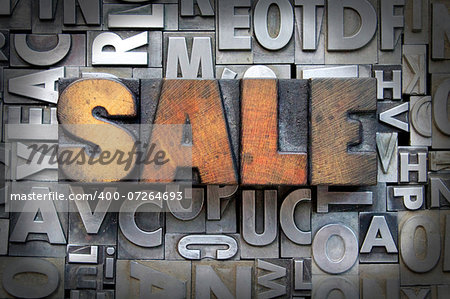 Sale written in vintage letterpress type