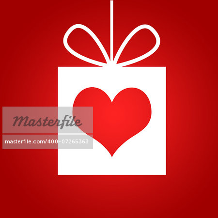 Red heart in gift. Red background. The concept of Valentine's Day