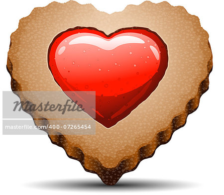 Heart shaped cookie on white background. Vector