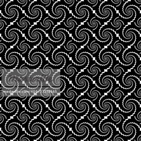 Design seamless monochrome wave pattern. Spiral textured background. Vector art