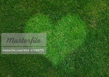 Green Heart Sign made from grass on grassland.
