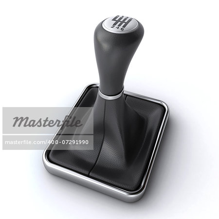 Realistic leather gear stick on the white background