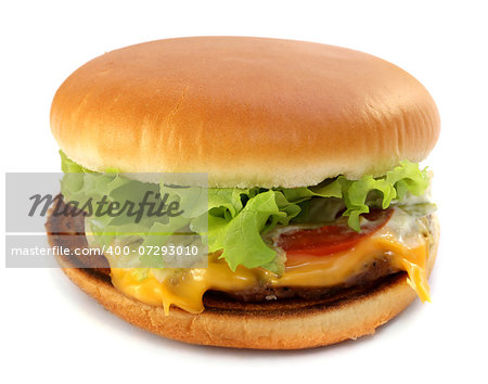 Tasty big burger on white background
