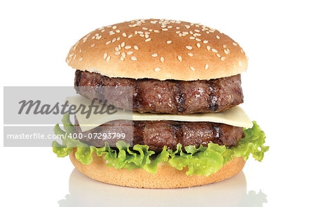 beef burger on white background