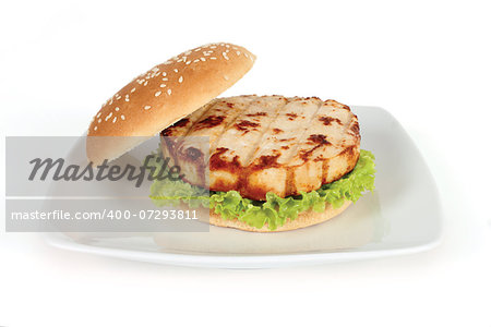 chicken burger on a plate