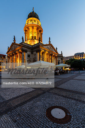 German Cathedral on Gendarmenmarkt Square in the Evening, Berlin, Germany
