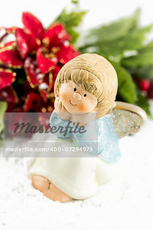Holy baby Angel with poinsettia - Christmas symbols