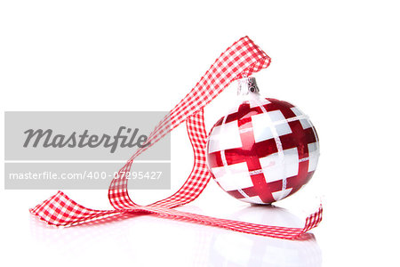 red and white christmas bauble isolated with white background