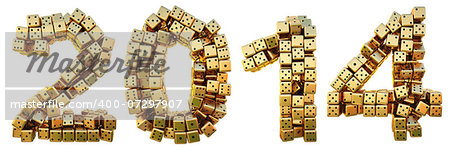 new 2014 year from the golden dice. isolated on white.