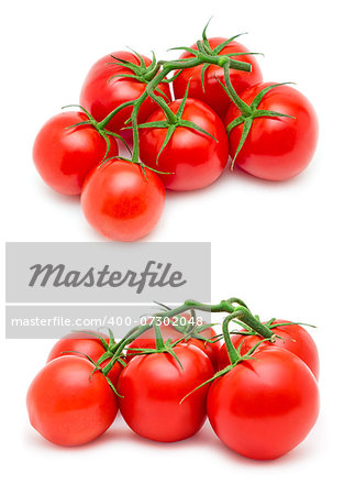 Two bunch of red tomatoes isolated on white background