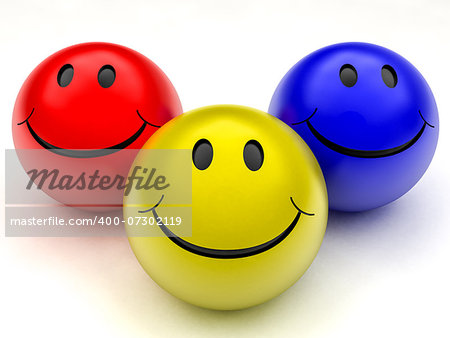 smile ball with emotions on a white background