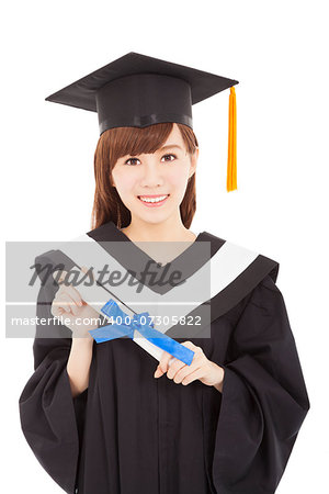 smiling Young graduate girl student with diploma
