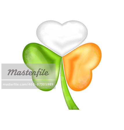 Illustration shamrock in Irish flag color for saint patrick day - vector