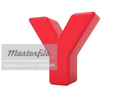 Red 3D Plastic Letter Y Isolated on White.