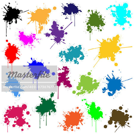 Illustration set of different colors of ink.