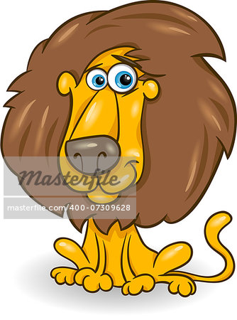 Cartoon Illustration of Big African Lion Animal