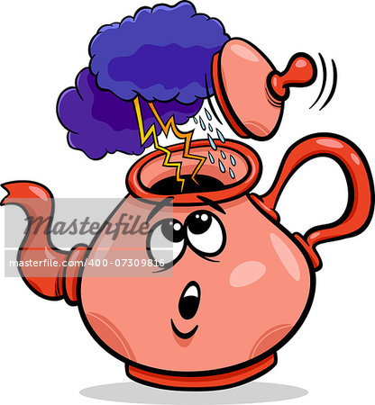 Cartoon Humor Concept Illustration of Tempest in a Teacup Saying or Proverb