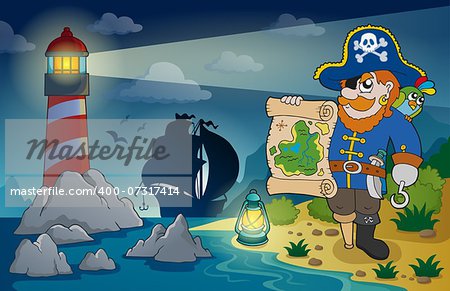 Lighthouse with pirate theme 2 - eps10 vector illustration.
