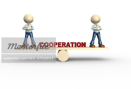 3d people - man, person in balance. Cooperation