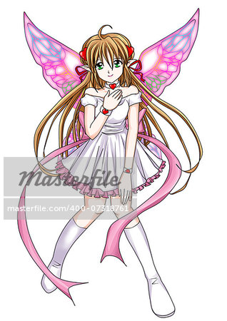 Cartoon illustration of a pixie in manga style