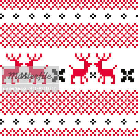 Norwegian seamless pattern with Deers. Vector Illustration