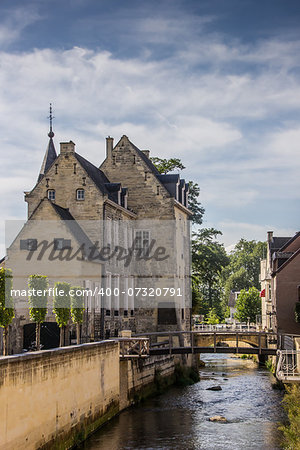 Canal and old house in the center of Valkenburg, Netherlands