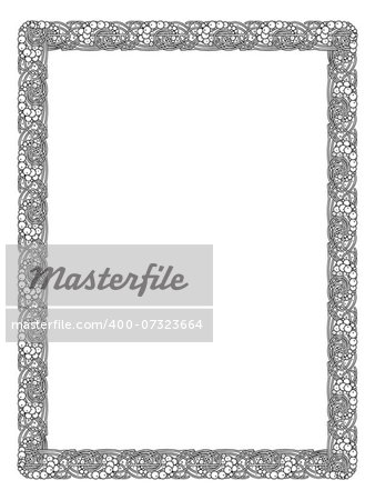 calligraphy penmanship curly baroque frame black isolated