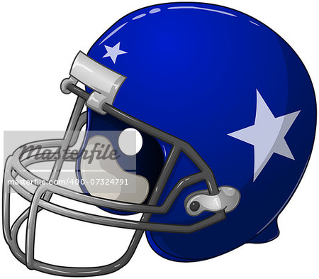 A vector illustration of a blue football helmet.