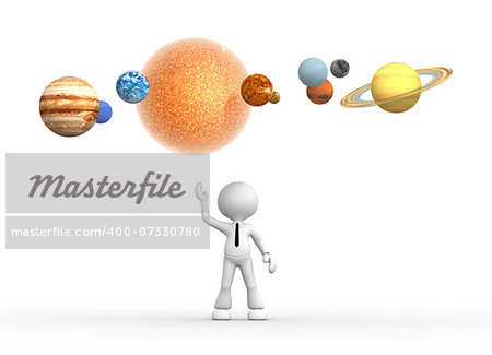 3d people - man, person with solar system