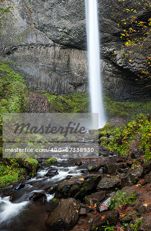 Water plunge of Latourell Falls at Columbia River Gorge.