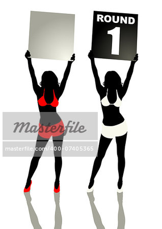 Vector illustration of boxing ring girl holding a board